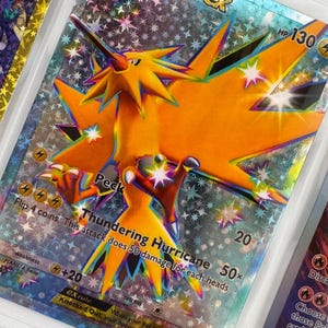 Unofficial Shiny Zapdos Ex TCG Pocket Full Art Plastic Picture Binder Page Insert Custom Holo Display Wishlist Replacement READ DESCRIPTION