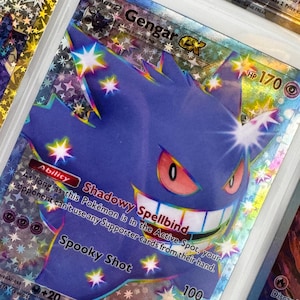 Unofficial Shiny Gengar Ex TCG Pocket Full Art Plastic Picture Binder Page Insert Custom Holo Display Wishlist Replacement READ DESCRIPTION