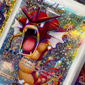 Unofficial Shiny Gyarados Ex TCG Pocket Full Art Plastic Picture Binder Page Insert Custom Holo Display Wishlist READ DESCRIPTION
