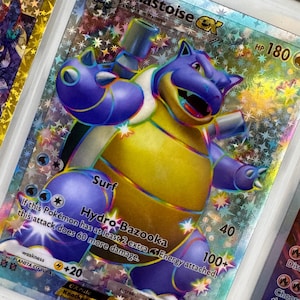 Unofficial Shiny Blastoise Ex TCG Pocket Full Art Plastic Picture Binder Page Insert Custom Holo Display Wishlist READ DESCRIPTION
