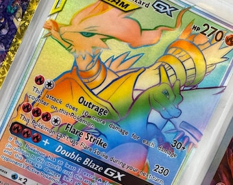 Unofficial Reshiram & Charizard GX 217/214 Full Art Plastic Picture Binder Page Insert Custom Holo Display Wishlist READ DESCRIPTION
