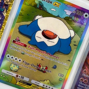Unofficial Snorlax Ex Rainbow TCG Pocket Full Art Plastic Picture Binder Page Insert Custom Holo Display Wishlist READ DESCRIPTION
