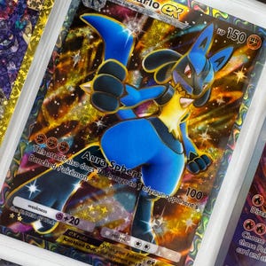 Unofficial Lucario Ex TCG Pocket Full Art Plastic Picture Binder Page Insert Custom Holo Display Wishlist Replacement READ DESCRIPTION