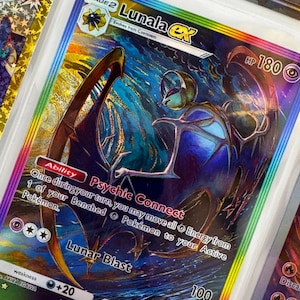 Unofficial Lunala Ex Rainbow TCG Pocket Full Art Plastic Picture Binder Page Insert Custom Holo Display Wishlist READ DESCRIPTION