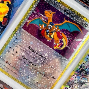 Livraison spéciale non officielle Bidoof Charizard SWSH177 pour reliure photo en plastique, insertion de page Holo personnalisé, affichage de la liste de souhaits LIRE LA DESCRIPTION