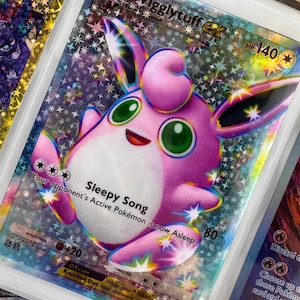 Unofficial Shiny Wigglytuff Ex TCG Pocket Full Art Plastic Picture Binder Page Insert Custom Holo Display Wishlist READ DESCRIPTION