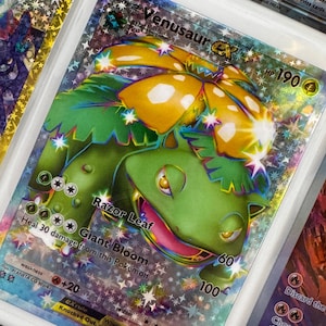 Unofficial Shiny Venusaur Ex TCG Pocket Full Art Plastic Picture Binder Page Insert Custom Holo Display Wishlist READ DESCRIPTION