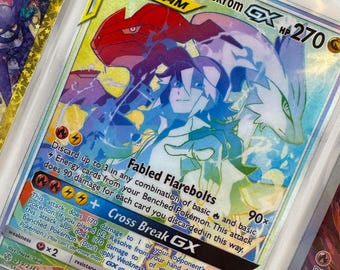 Unofficial Reshiram Zekrom GX 259/236 Full Art Plastic Picture Binder Page Insert Custom Holo Display Wishlist Replacement READ DESCRIPTION