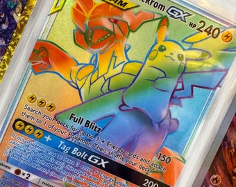 Unofficial Pikachu & Zekrom-gx 184/181 Rainbow Full Art