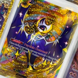 Unofficial Lunala Ex Gold TCG Pocket Full Art Plastic Picture Binder Page Insert Custom Holo Display Wishlist Replacement READ DESCRIPTION
