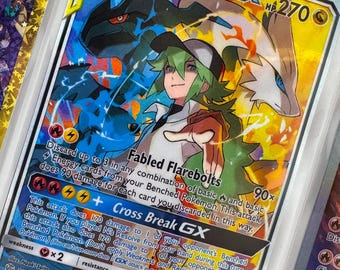 Unofficial Reshiram & Zekrom GX Tag Team 222/236 Hand Made Custom Holo Plastic Picture Display Insert Read Description