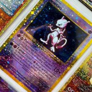 Unofficial Mewtwo 10 Shadowless 1st Edition Plastic Picture Binder Page Insert Wishlist Replacement Holo Foil Dramatization READ DESCRIPTION