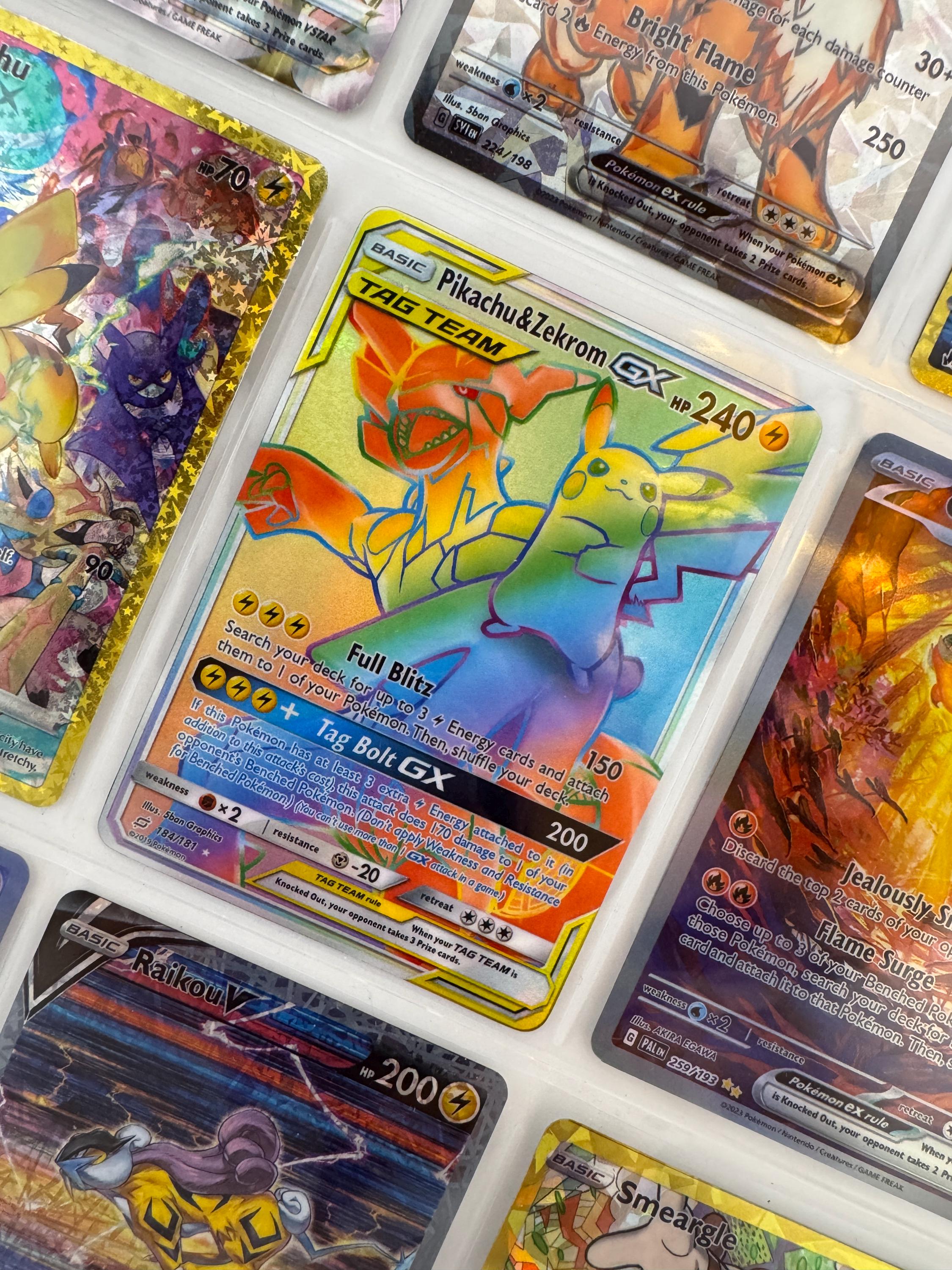 u♡ Unofficial Pikachu & Zekrom-gx 184/181 Rainbow Full Art