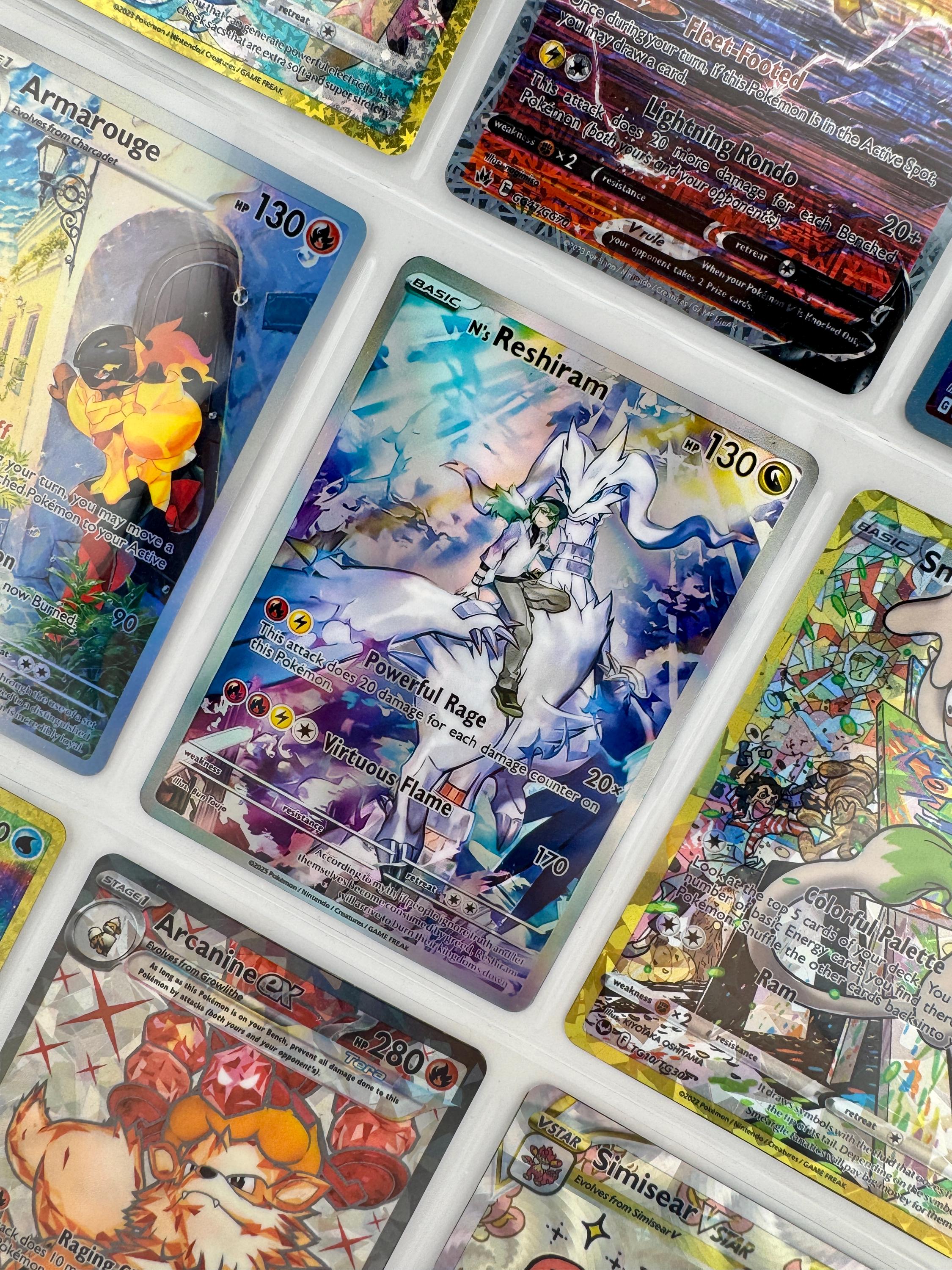 Unofficial N's Reshiram Full Art Plastic Picture Binder Page Insert Custom Holo Display Wishlist Replacement READ DESCRIPTION