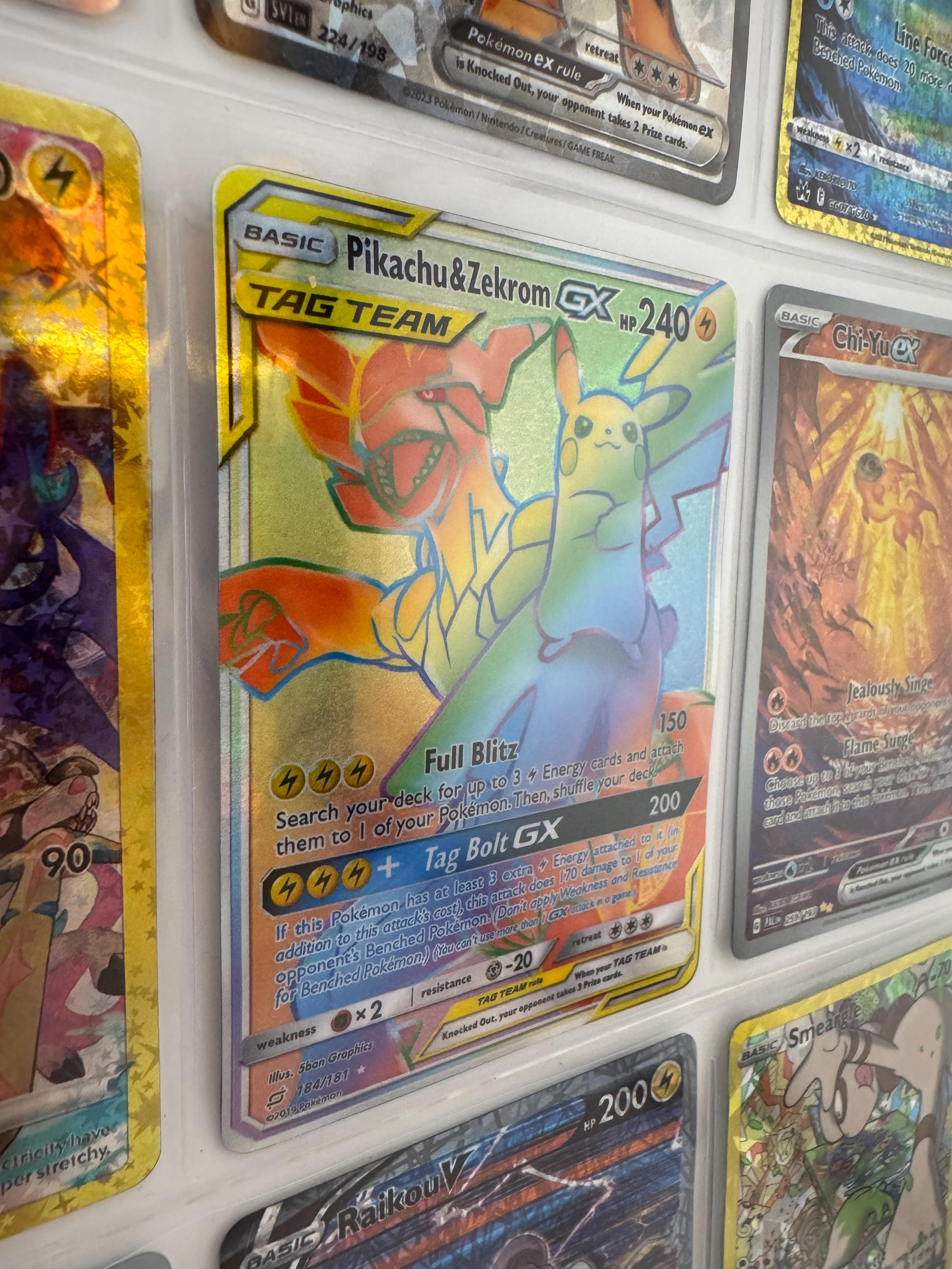 Unofficial Pikachu & Zekrom-gx 184/181 Rainbow Full Art