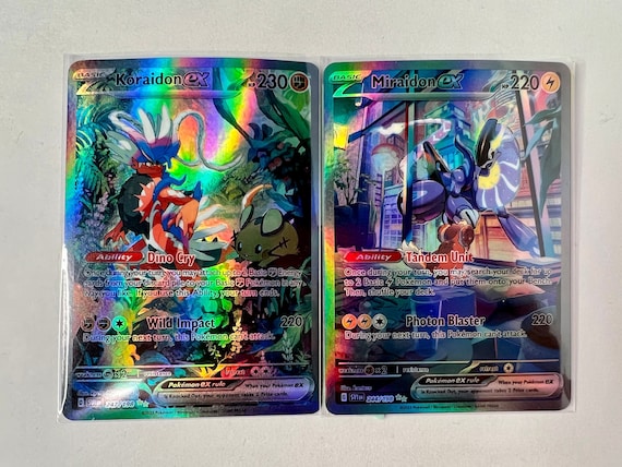 Pokemon Card Set Miraidon ex and Koraidon ex and Holos Scarlet