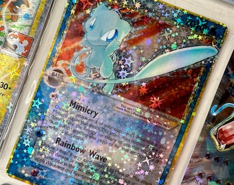 Unofficial Shiny Mew Star 101/101 Plastic Picture Binder Page Insert Wishlist Replacement Holo Foil Dramatization READ DESCRIPTION