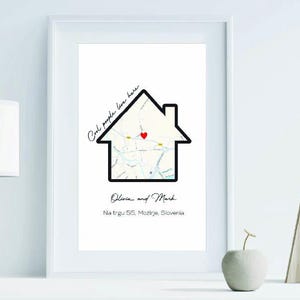 Benutzerdefinierte Karte Druck, Haus Poster Karte Geschenk für Paar, Poster für besondere Anlässe, Lageplan, Kartendruck, cooles, neues Haus