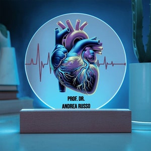 Unique Doctor Gift, Cardiologist Personalized Gifts, Heart Surgeon Lamp, Medical Student Acrylic Plaque, Anatomical Heart, Heart Doctor Gift