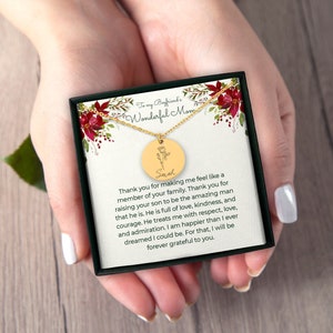 Para a mãe maravilhosa do meu namorado, colar de flores de nascimento personalizado, presentes de dia das mães para a mãe do namorado, presente de aniversário, presentes de flores de nascimento