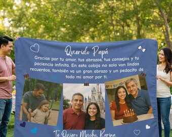 Personalized Papa Photo Blanket, Spanish Gift for Dad