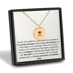 Bee Kind Necklace: Stainless Steel Honey Bee Pendant, Inspirational Gift