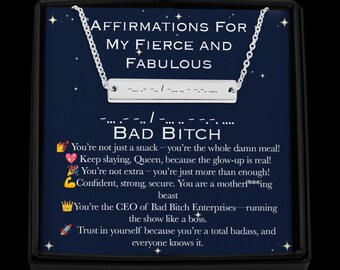 Morse Code "Bad Bitch" Necklace, Inspirational Gift