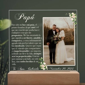花嫁の父 花嫁からの贈り物 Regalo de Boda Regalo Personalizado パーソナライズされたアクリルプラーク Papa de la Novia スペイン語のウェディングギフト