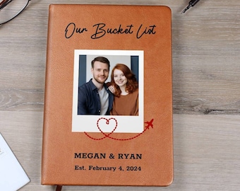 Custom Couples Bucket List Journal: Personalized Vegan Leather Adventure Book