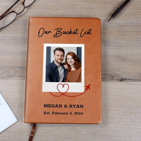 Custom Couples Bucket List Book Personalized Bucket List Journal Gift Couple Adventure Journal Travel Leather Journal Polaroid Guest Book