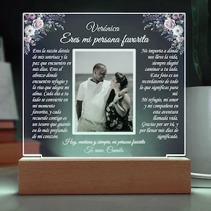 Regalo Para Novia / Esposa, Personalized Photo Acrylic Plaque, Christmas Gift for Girlfriend in Spanish, Birthday Gift for Wife, Anniversary