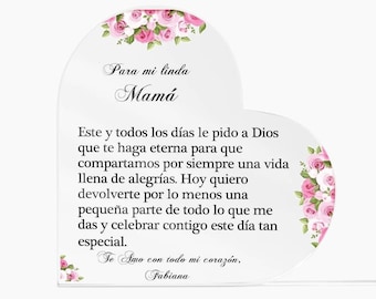 Regalo para mi mamá, Personalized Gift in Spanish for mom, Birthday Gift for mom, Mother's Day gift, Spanish Gifts Acrylic Plaque