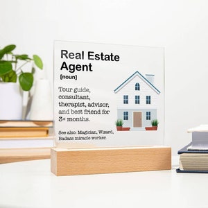 Funny Gifts for Real Estate Agents, Realtor Acrylic Plaque, Unique Gift Ideas for Realtors, Lamp Office Decor, Gift for Realtor Friend image 1