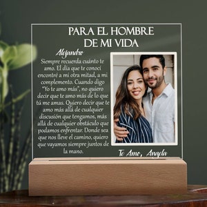 Para mi Esposo Personalized Acrylic Plaque with Photo Regalo para Hombre Christmas Gifts for him Spanish Regalos para novio Anniversary