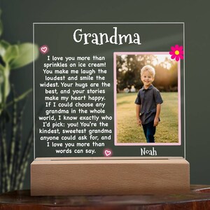 Grandma Gift from Grandkids Personalized Acrylic Plaque with Photo Heartfelt Gifts for Grandma Custom Mothers Day Home Decor Grammy Birthday