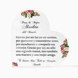 Personalized Acrylic Heart Plaque - Spanish Grandma Gift
