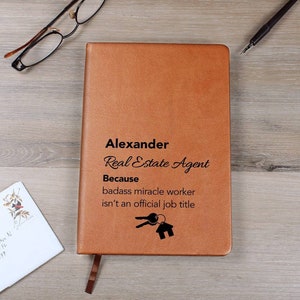 Personalized Vegan Leather Realtor Journal: Funny Real Estate Agent Gift