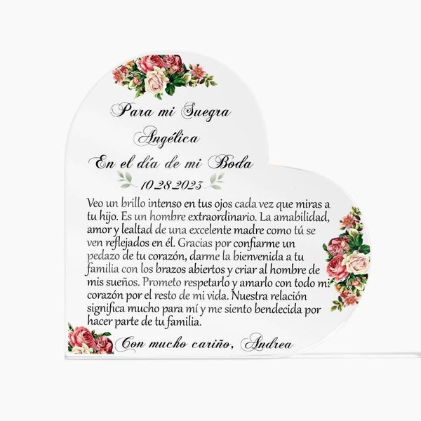 Suegra Regalo Personalizado, Spanish Mother in Law Gift, Spanish Wedding Gift for Mother of the Groom, Regalo de boda Future Mother in law