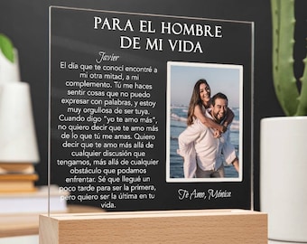 Personalized Spanish Photo Plaque Gift for Him, Acrylic Keepsake