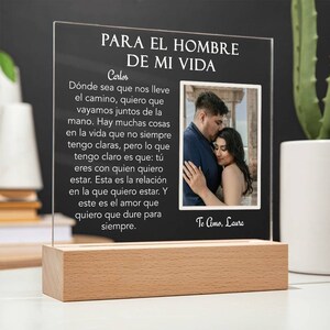 Personalized Photo Plaque for Husband/Boyfriend in Spanish, Regalo para Novio/Esposo en Español, Custom Photo Anniversary Gift for Him
