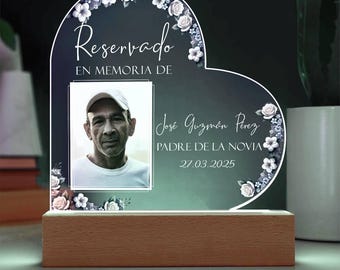 Personalized Spanish Memorial Acrylic Wedding Sign: Photo Night Light
