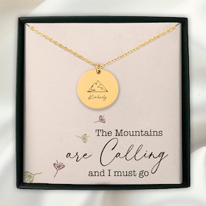Personalized Mountain Necklace: Engraved Stainless Steel Outdoors Jewelry