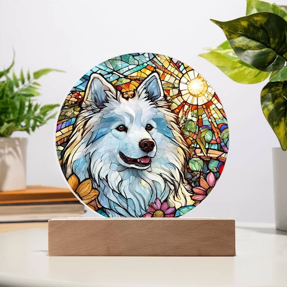 American Eskimo Stained Glass Acrylic Night Light Custom Pet Memorial Dog Home Decor Personalized Eskimo Mom Gift Samoyed Dog Gifts Etsy