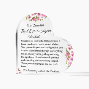 Real Estate Agent Acrylic Heart Plaque, Realtor Closing Gift, Unique Gift Ideas for Realtors, Birthday Gifts for Real Estate Agent image 8