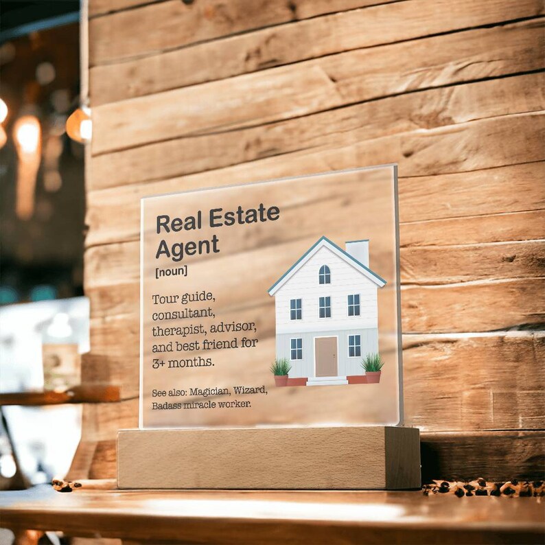 Funny Gifts for Real Estate Agents, Realtor Acrylic Plaque, Unique Gift Ideas for Realtors, Lamp Office Decor, Gift for Realtor Friend image 4