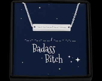 Morsecode roestvrijstalen ketting, badass teefaffirmatie, inspirerend cadeau