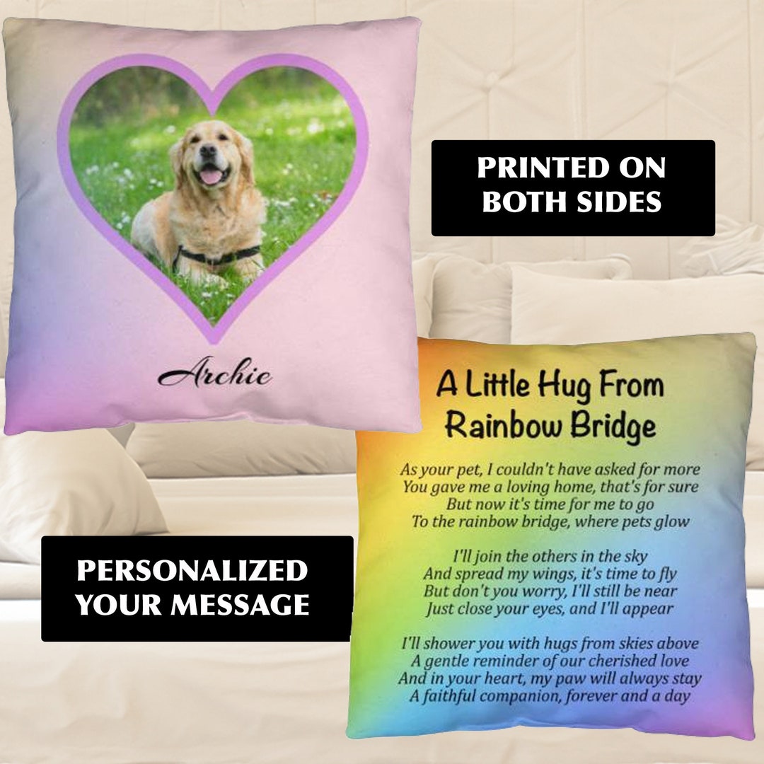 Custom Pet Photo Memorial Pillow: Rainbow Bridge Dog Loss Gift - Etsy