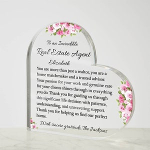 Real Estate Agent Acrylic Heart Plaque, Realtor Closing Gift, Unique Gift Ideas for Realtors, Birthday Gifts for Real Estate Agent image 6