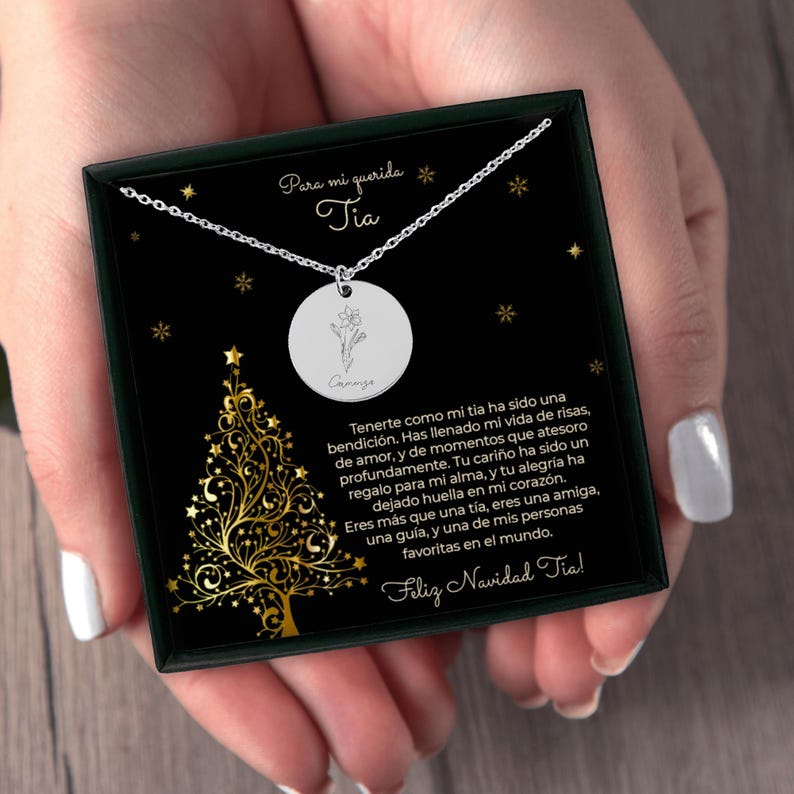 Tia Gift in Spanish, Aunt Christmas Gift, Personalized Name & Birth