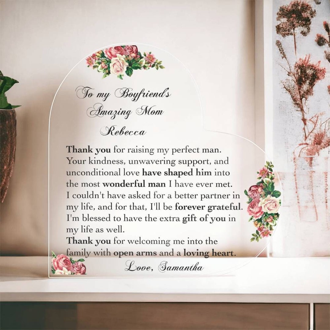 Personalized Gifts for Boyfriends Mom, Acrylic Heart Love Shape